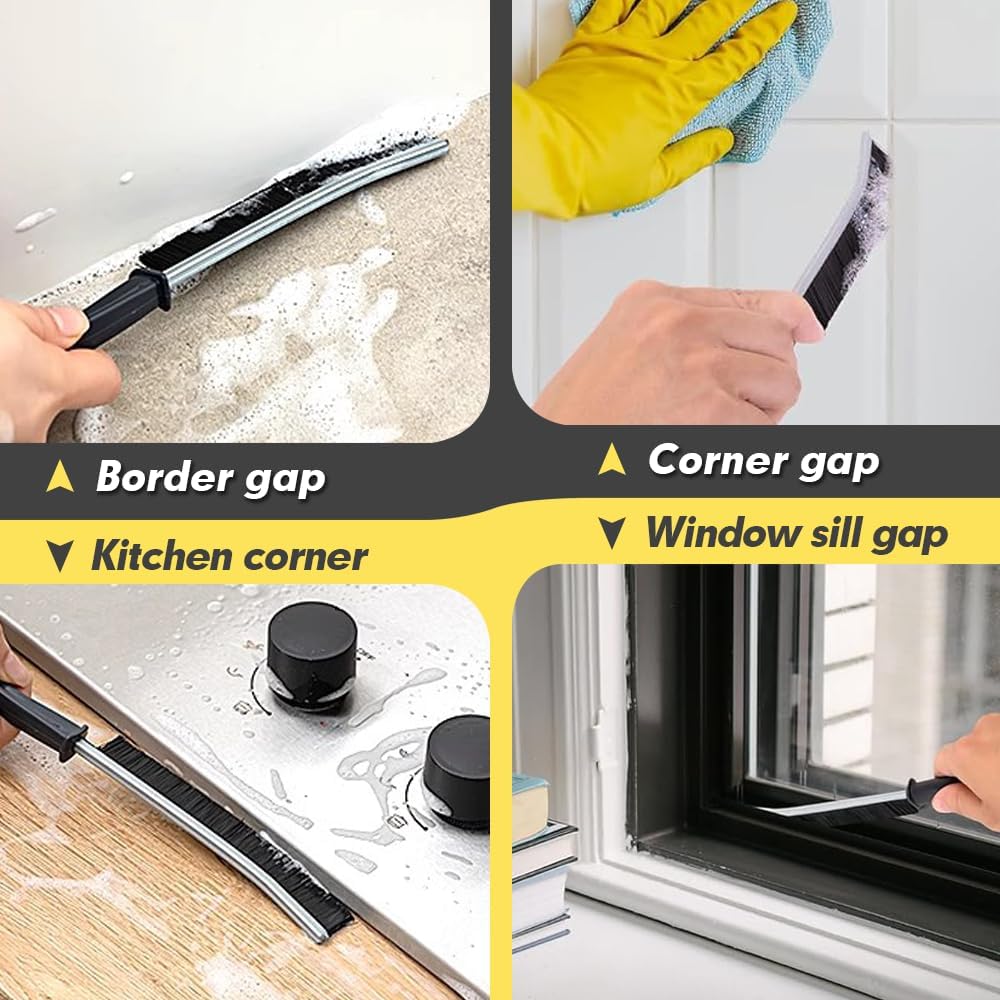 Hard Bristle Crevice Cleaning Brush, Small Cleaning Brushes, Grout Cleaner Brush, Toilet Brush, Scrub Brush for Shower Tile, Skinny Gap Cleaning Tools for Household Use, Bathroom, Kitchen