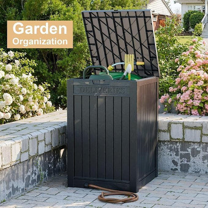 DRATO 180 Gallon Outdoor Storage Box, Large Waterproof Deck Box, Lockable Resin Storage Container with Reinforced Support for Patio Cushions, Garden Tools, UV-Resistant Outdoor Chest（Black，180 Gallon）