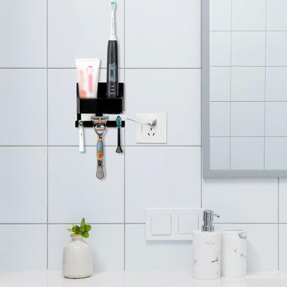 Electric Toothbrush Holder Wall Mounted, Electric Toothbrush Cord Organizer Holds 1 Chargers, Self Adhesive Electric Toothbrush Stand for Bathroom, Medicine Cabinet, Dorm(Black)