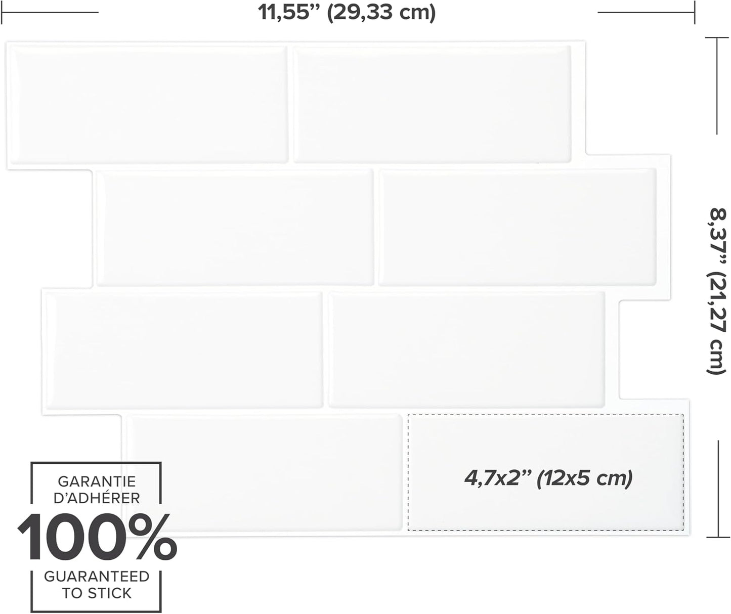 Smart Tiles Peel and Stick backsplash, Subway Teal Green, 11.55"x8.38" | Pack of 5 (2.8 sq ft), Glossy, Heat/Moisture Resistant, Low VOC, Kitchen/Bathroom, Renter Friendly, Made in Canada