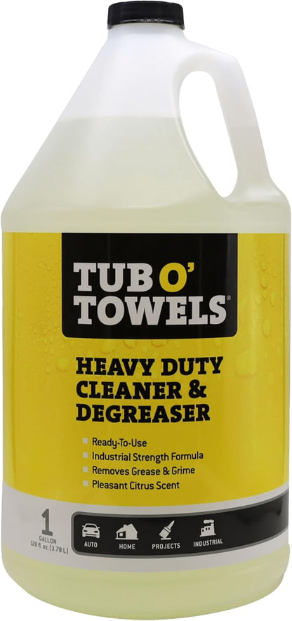 Tub O' Towels Heavy Duty Cleaner and Degreaser Spray Helps in Removing Oil Tar Paint Dirt Caulk Grease Grime Gunk Epoxies, Industrial Strength, Home & Auto, Made In USA, Citrus Scent, 24oz, 2-Pack