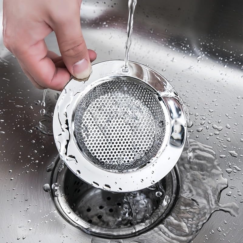 Kitchen Sink Strainer Basket Stainless Steel - Sink Drain Cover with Wide Rim, for Most Kitchen Sinks Anti-Clogging 4.5 in (2pc Silver)