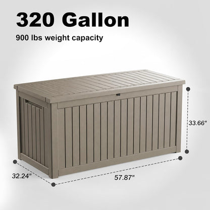 230 Gallon Large Outdoor Storage Box Waterproof, UV Resistant Resin Deck Box with Hydraulic Rod & Lockable Latch for Patio Furniture, Outside Storage Box for Garden Tools, Patio Cushions, Black