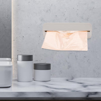 Cabilock Wall Mounted Plastic Bag Holder Trash Bag Dispenser Roll Holder Grocery Bag Storage Dispenser Hanging Over Cabinet Door Under Sink Bag Saver for Kitchen Bathroom White