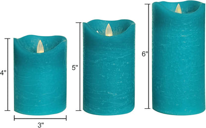 Battery Operated Flameless Candles with Remote Timer Real Wax Realistic Bright Flicker Flickering Electric Electronic LED Pillar Lights Home Wedding Party Decorations Set of 3 Rustic Texture Gray Grey