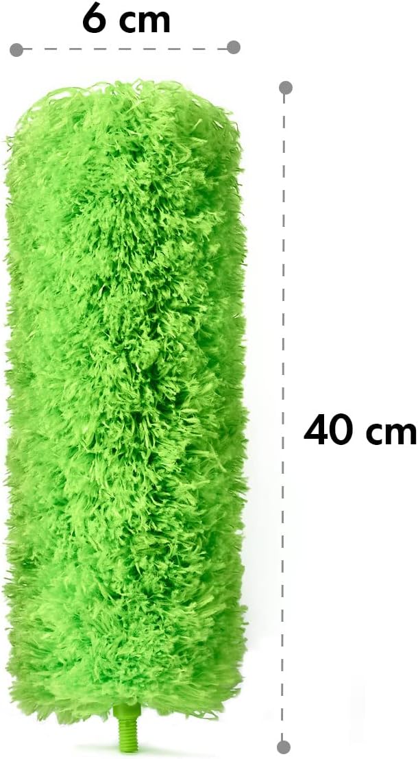Gütewerk Extendable Microfiber Duster, 55 Inch - Feather Dusters for Cleaning Ceiling Fans, Blinds, Baseboards & High Ceilings - Washable, Electrostatic, 360° Bendable Head, Stainless Steel Pole