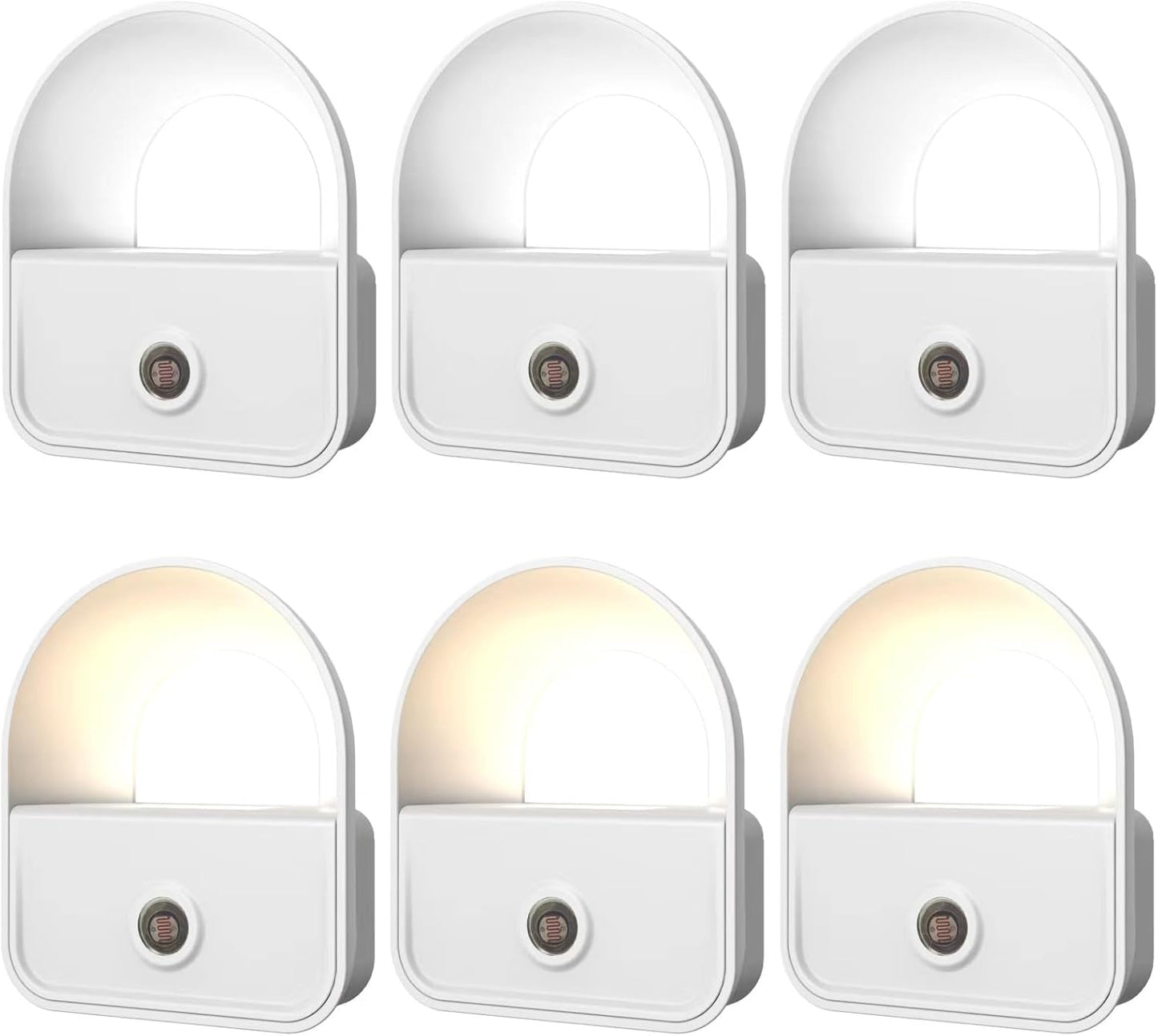 6 Pack Night Light Plug in, White LED Nightlights with Smart Dusk to Dawn Sensor, Plug into Wall Nightlights Suitable for Bedroom, Bathroom, Hallway, Kitchen, Stairs, Kids, Adults