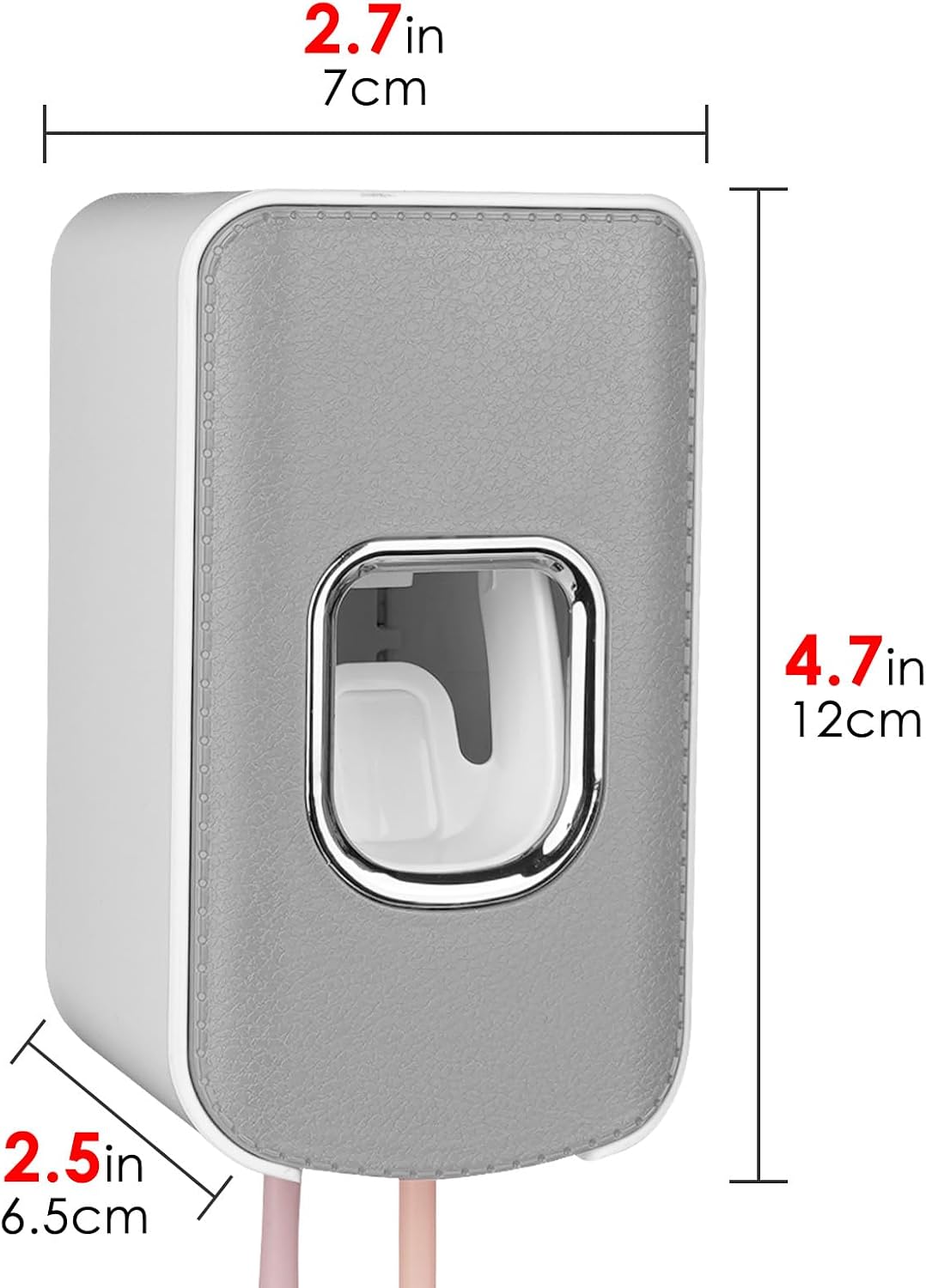 2 Slot Toothbrush Holder and Toothpaste Dispenser Wall Mounted, Automatic Toothpaste Squeezer, 2 in 1 Tooth Brush Toothpaste Organizer for Shower (Grey)