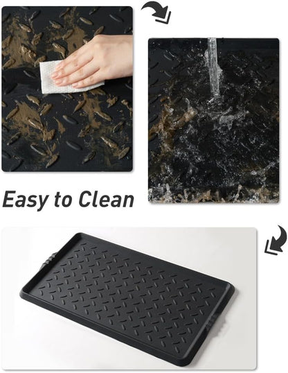 Boot-Tray Set Heavy Duty Rubber Mat with Lip Waterproof Shoe Mat Tray Set for Entryway Indoor