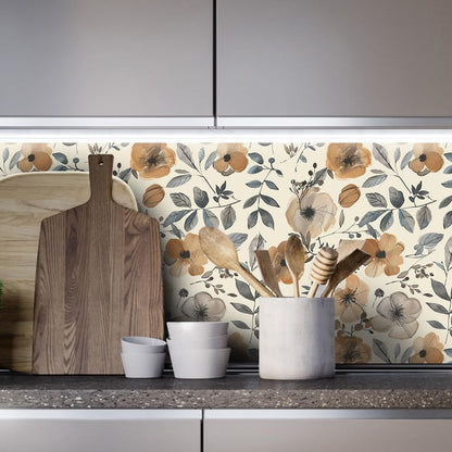 Floral Peel and Stick Wallpaper, 17.71" x 118.1" - Removable, Waterproof, Decorative Vinyl Wallpaper for Bedroom, Living Room