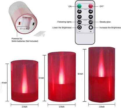 LANKER Flameless Candles with Remote Control and Timer, Battery Operated LED Pillar Candles, Romantic Light, Set of 3 (Warm White)