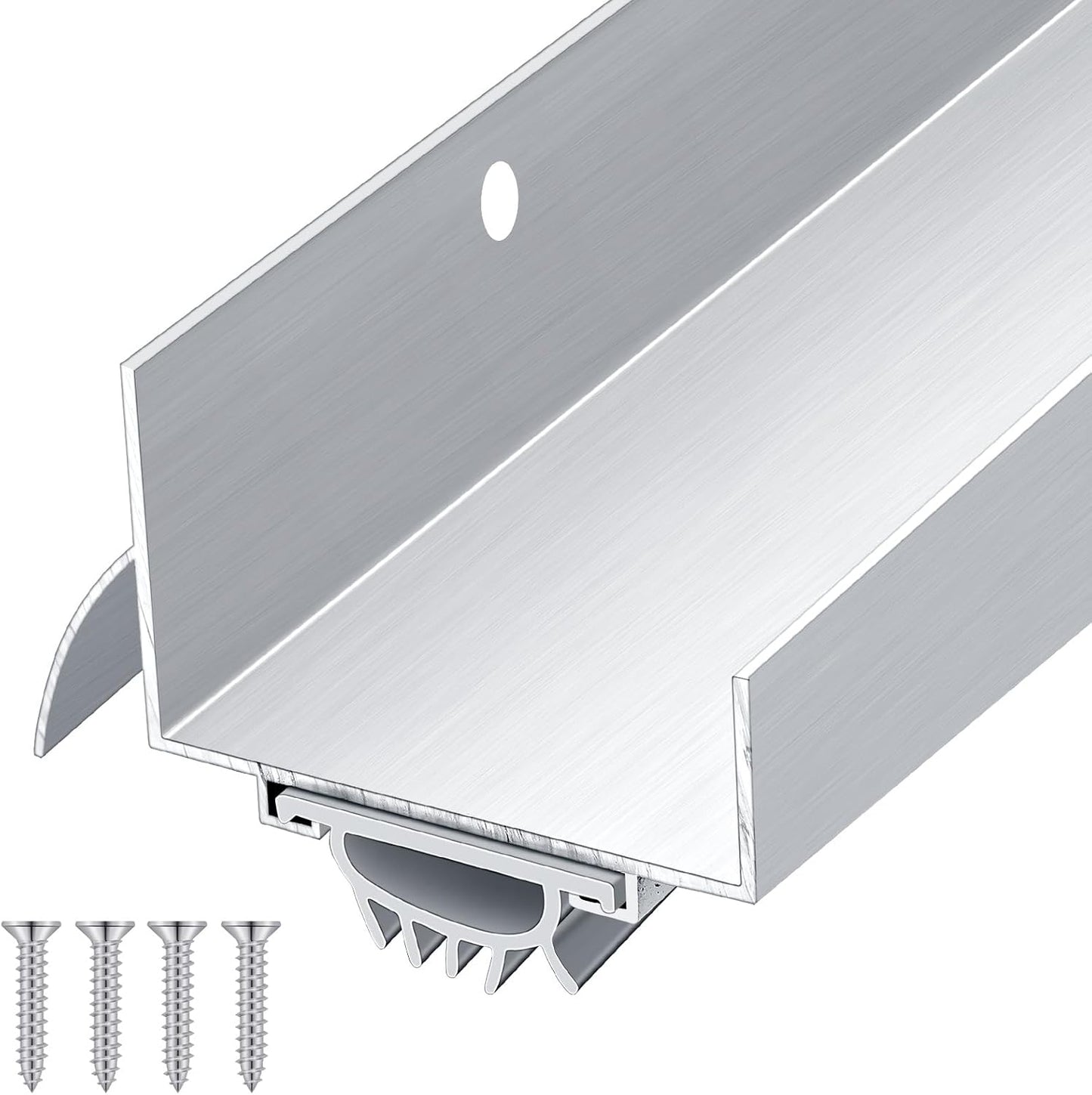 MorningRo 1 Pcs 1-3/4" x 36" U Shaped Aluminum Door Sweep for Bottom of Door with Drip Cap Screw-on Metal Weather Stripping Seal Draft Stopper Threshold for Exterior Front Doors (Black)