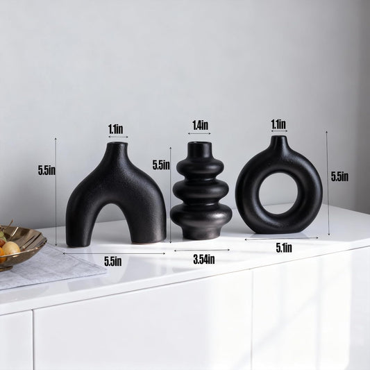 Ceramic 3 Pcs Vase Set,Modern Home Decor Table Centerpiece,Minimalist Nordic Vases, Wedding, Living Room, Bookshelf, Office, Modern Home, Entryway Boho Decor (D)