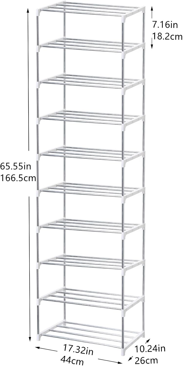 Jucaifu Stackable Small Shoe Rack, Entryway, Hallway and Closet Space Saving Storage and Organization (3-Tier, White)