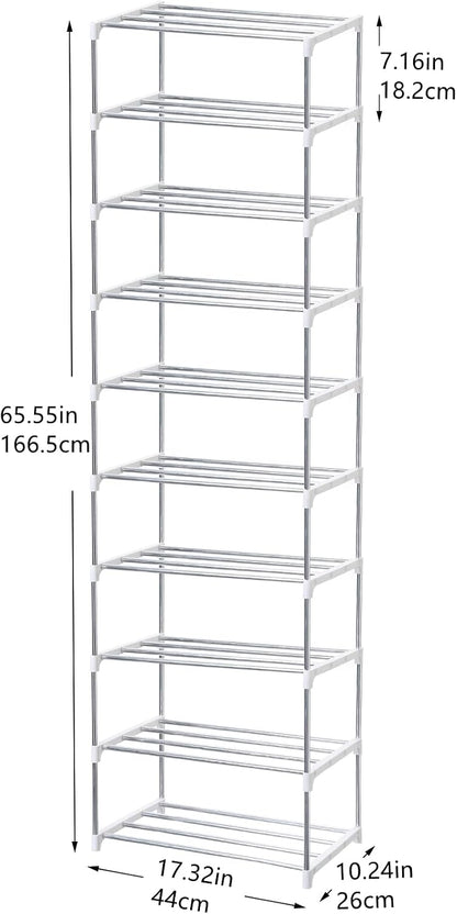 Jucaifu Stackable Small Shoe Rack, Entryway, Hallway and Closet Space Saving Storage and Organization (3-Tier, White)