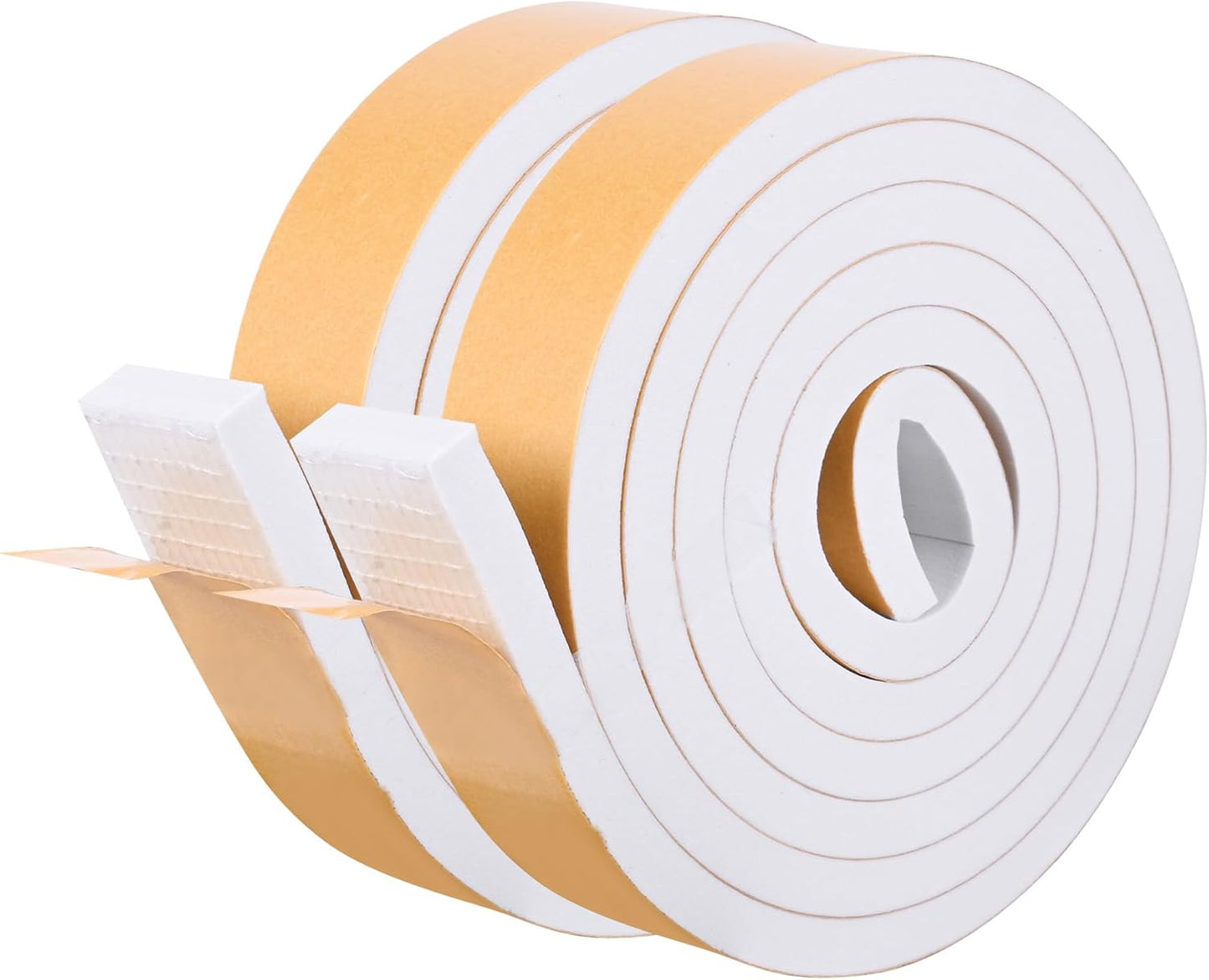Self Adhesive Foam Tape Weatherstrip 1/2in x 1/4in x 42Ft High Density Foam Insulation Strips Foam Seal Weather Stripping with Strong Adhesive for Door and Window Sound Isolation Soundproofing, White