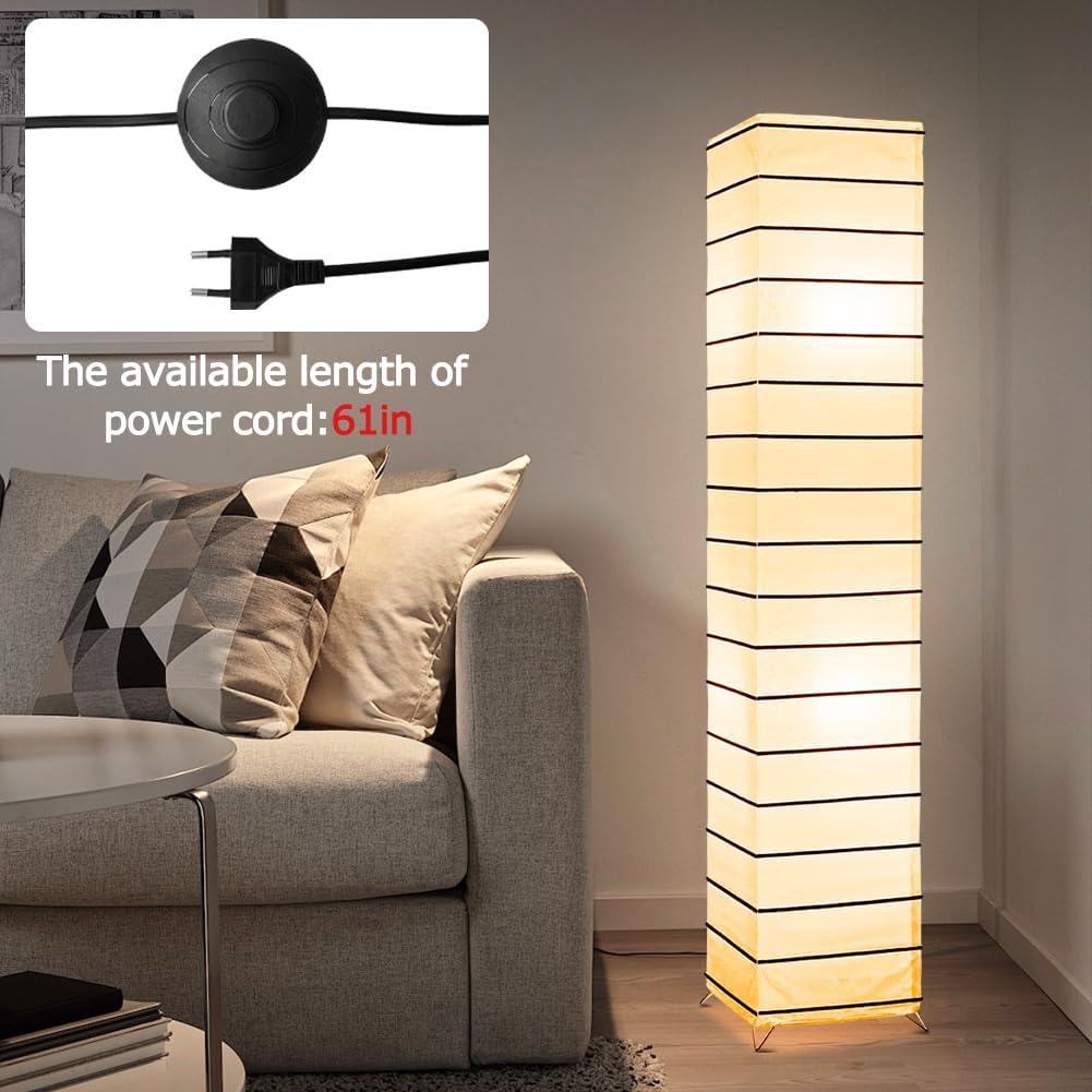 YY YEARCHY Floor Lamp Paper Lamp Japanese Standing Lamps with Rice Paper Shade for Bedroom Livingroom Slim