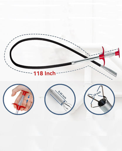 Drain Snake,79 inch Flexible Grabber Claw Pick Up Reacher Tool,Drain Clog Remover - Gutter Cleaning Tools for Home Sink, Bathroom Tub,Drain, Toilet, Tight Spaces