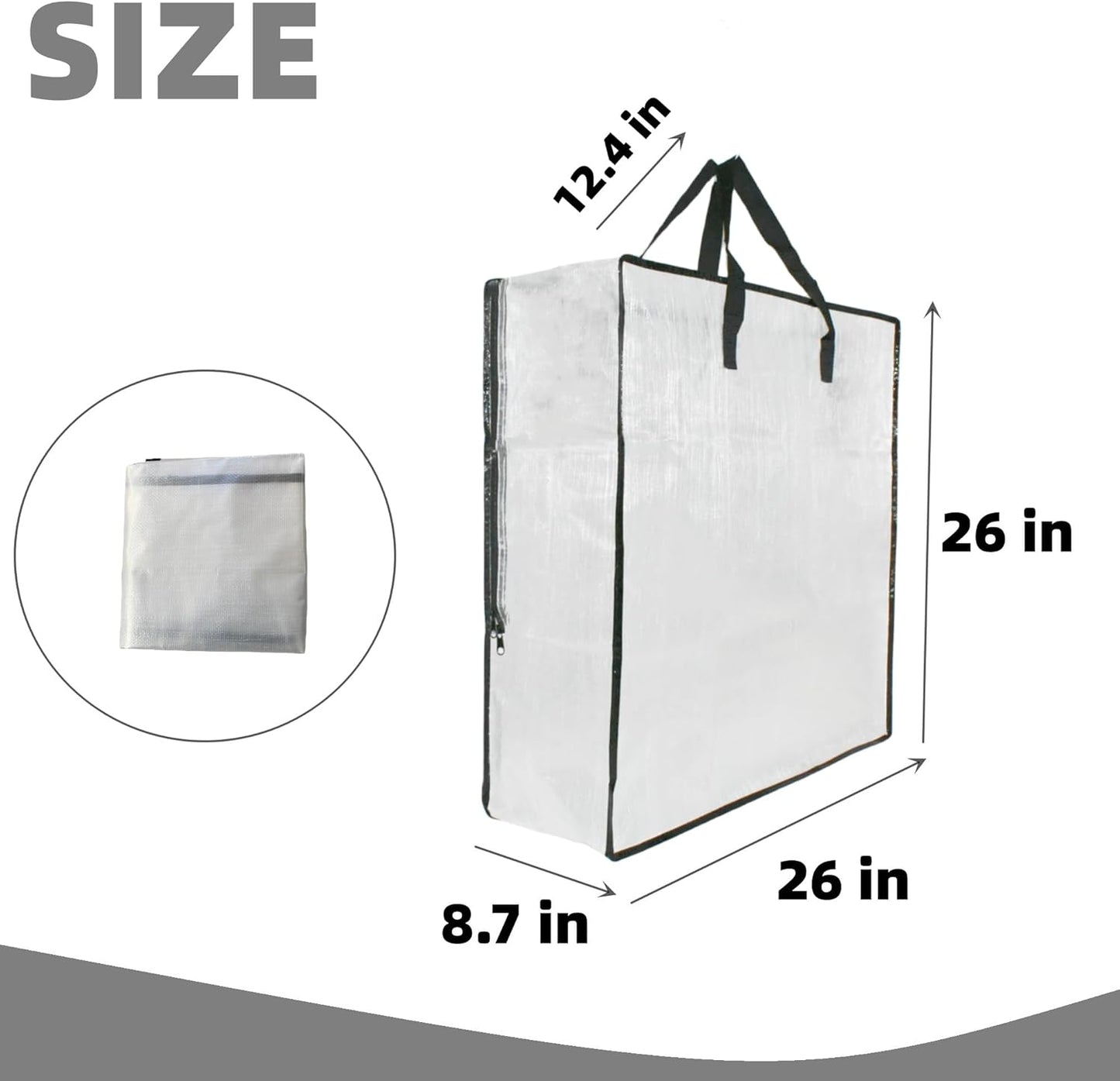 Clear Storage Bags with Zipper and Handles, Blanket Bags For Closet Storage, Moving and Packing Supplies for College, Underbed Storage Organizer for Clothes Pillow Bedding Christmas Wreath