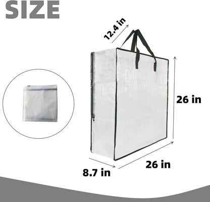 Clear Storage Bags with Zipper and Handles, Blanket Bags For Closet Storage, Moving and Packing Supplies for College, Underbed Storage Organizer for Clothes Pillow Bedding Christmas Wreath