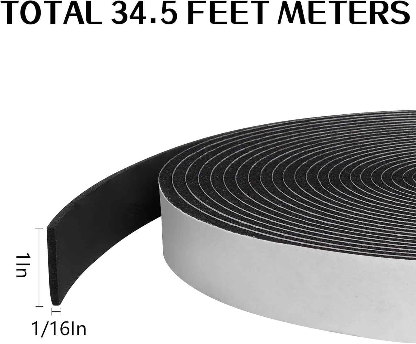 Storystore Weather Stripping Door Seal Strip, 1/2In x 1/4In x 16.5FT Self Adhesive Foam Tape for Door Window Insulation Soundproofing Weatherstrip, High Density Foam Seal for Doors Windows Furniture