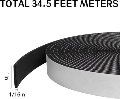 Storystore Weather Stripping Door Seal Strip, 1/2In x 1/4In x 16.5FT Self Adhesive Foam Tape for Door Window Insulation Soundproofing Weatherstrip, High Density Foam Seal for Doors Windows Furniture