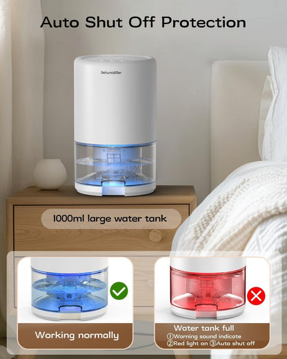 Dehumidifier, 35 oz Small Dehumidifiers for Home, Bathroom, Bedroom, Closet, Ultra-Quiet with Sleep Mode, 7 Color Lights & Auto Shut Off, Compact & Portable for RV, Rooms, Basement, Energy Saving