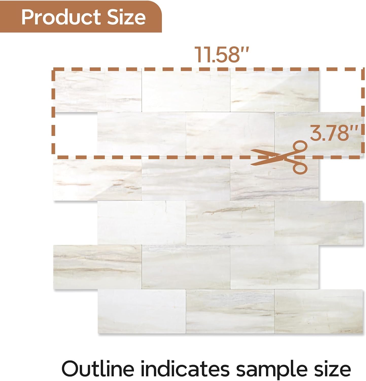 STICKGOO 10-Sheet Subway Tile Peel and Stick Backsplash, Seamless Design Polished Eurasia Beige Kitchen Backsplash Wall Tiles, Glossy Surface Waterproof Stick on Tile for Bathroom, RV, Fireplace