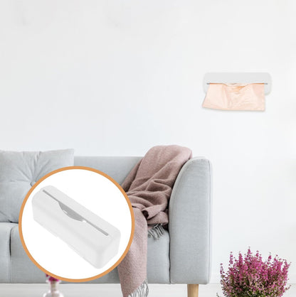 Cabilock Wall Mounted Plastic Bag Holder Trash Bag Dispenser Roll Holder Grocery Bag Storage Dispenser Hanging Over Cabinet Door Under Sink Bag Saver for Kitchen Bathroom White