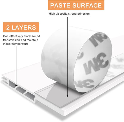 Door Draft Stopper Under Door Draft Blocker Insulator Door Sweep Weather Stripping Noise Stopper Strong Adhesive 39'' Length, White, 45, 1.77x39.37