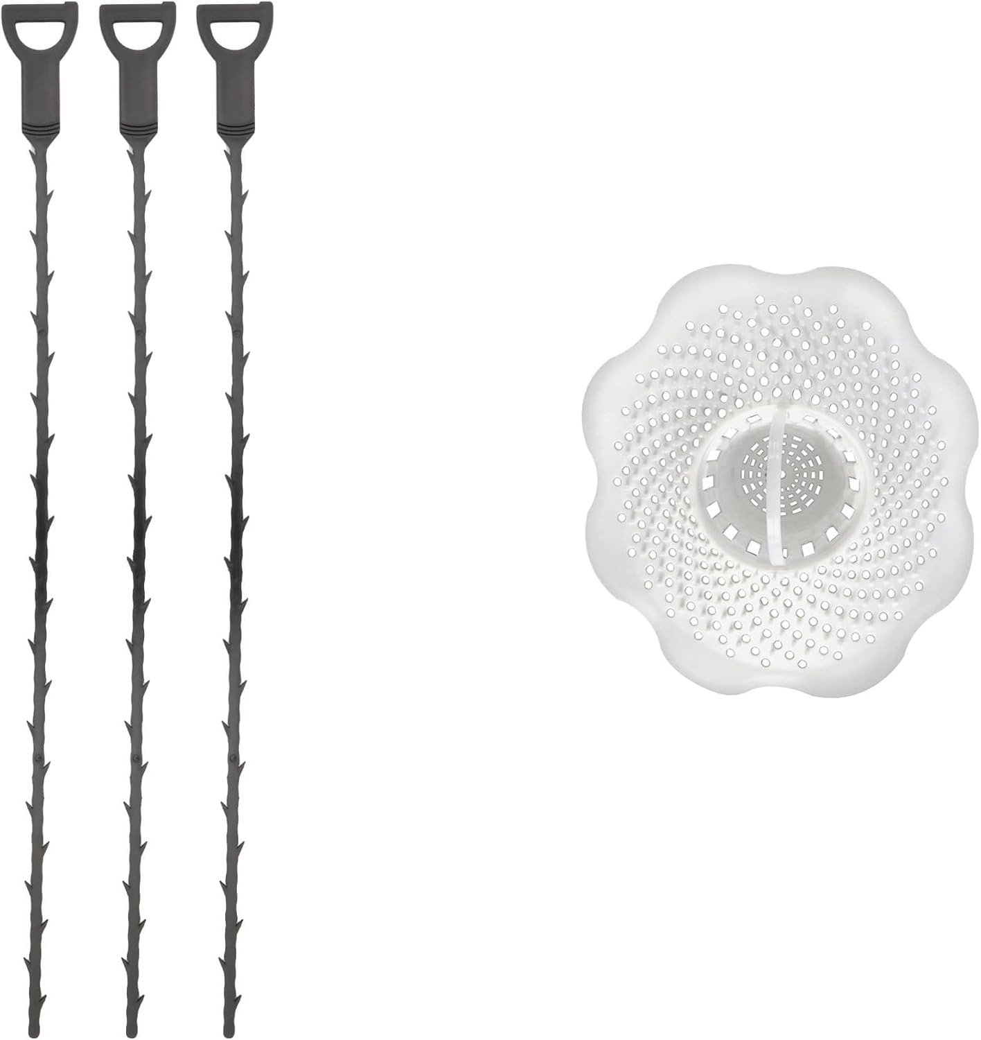 Danco 20 inch Plastic Hair Snake Clog Removal Tool with Hair Catcher Bundle Pack (12171P)
