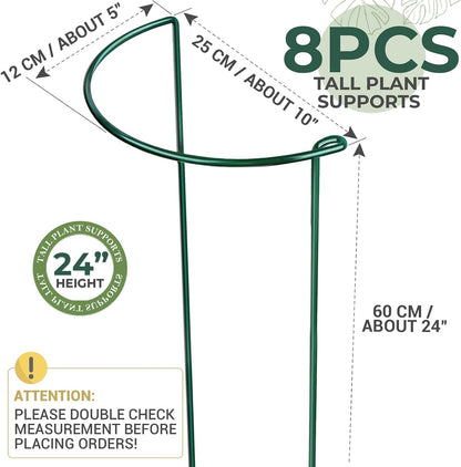 LEOBRO Plant Support, 8PCS Peony Cages and Supports, Plant Stakes for Indoor Plants, Outdoor Plants, Metal Garden Stakes, Plant Holders, Tomato Monstera Hydrangea Support Cage, 10" W x 15.8" H