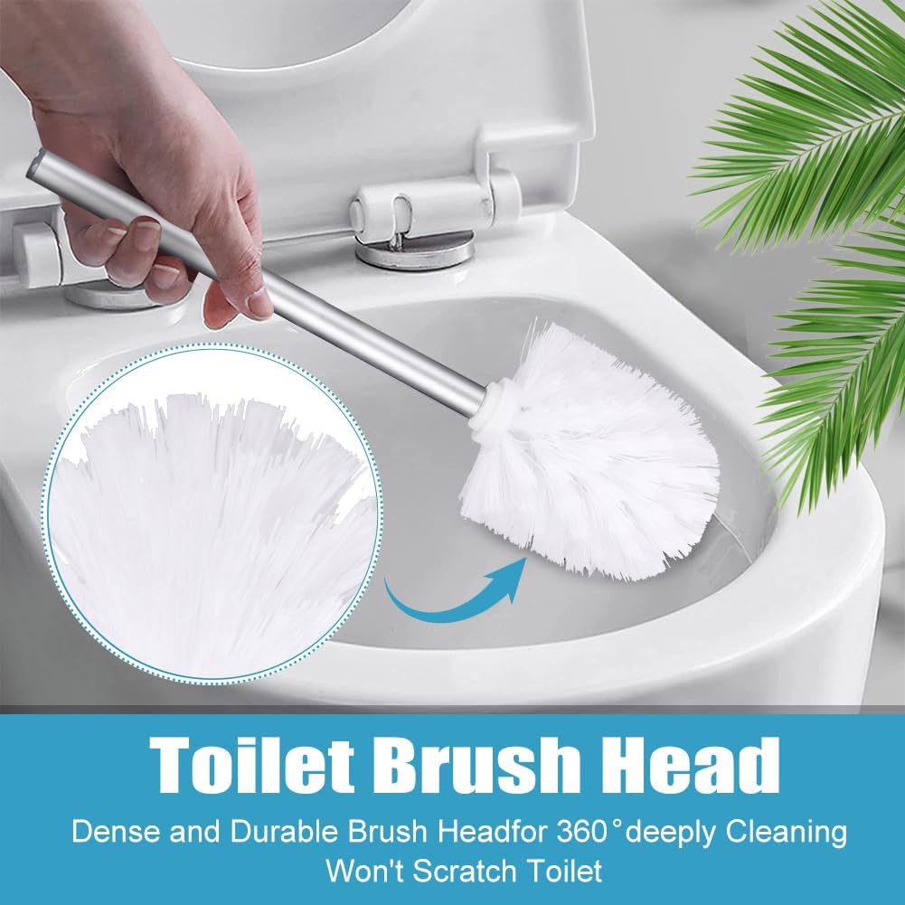 EKDJKK 2PCS Toilet Bowl Brush Replacement Head, Toilet Brush Head Replacement with Durable Stiff Bristles, Cleaning Tool for Home Hotel Bathroom (White)