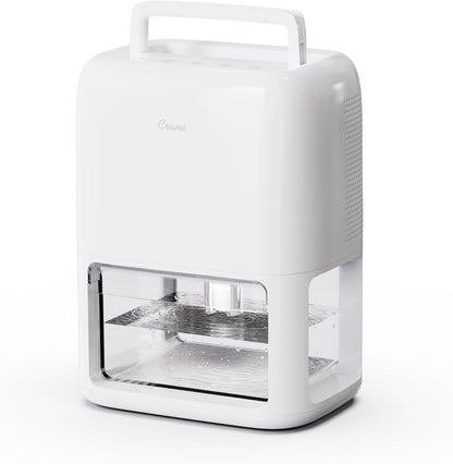 Crane Small Dehumidifier For Bathroom with Auto Shut-Off, 70 OZ Dehumidifier For Closet, Basement, RV & Closet, Optional Ambient Light, Dehumidifiers For Bedroom, Quiet Moisture Removal, 3 Day Tank