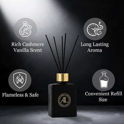 Black Reed Diffusers for Home | Premium Fragrance Diffuser | Reed Diffuser Sticks in Oil Set with Cashmere Vanilla Scent | Smell Good Stuff | Long-Lasting Oil for Bathroom & Office (5 oz)