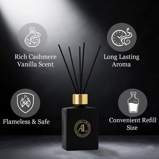 Black Reed Diffusers for Home | Premium Fragrance Diffuser | Reed Diffuser Sticks in Oil Set with Cashmere Vanilla Scent | Smell Good Stuff | Long-Lasting Oil for Bathroom & Office (5 oz)