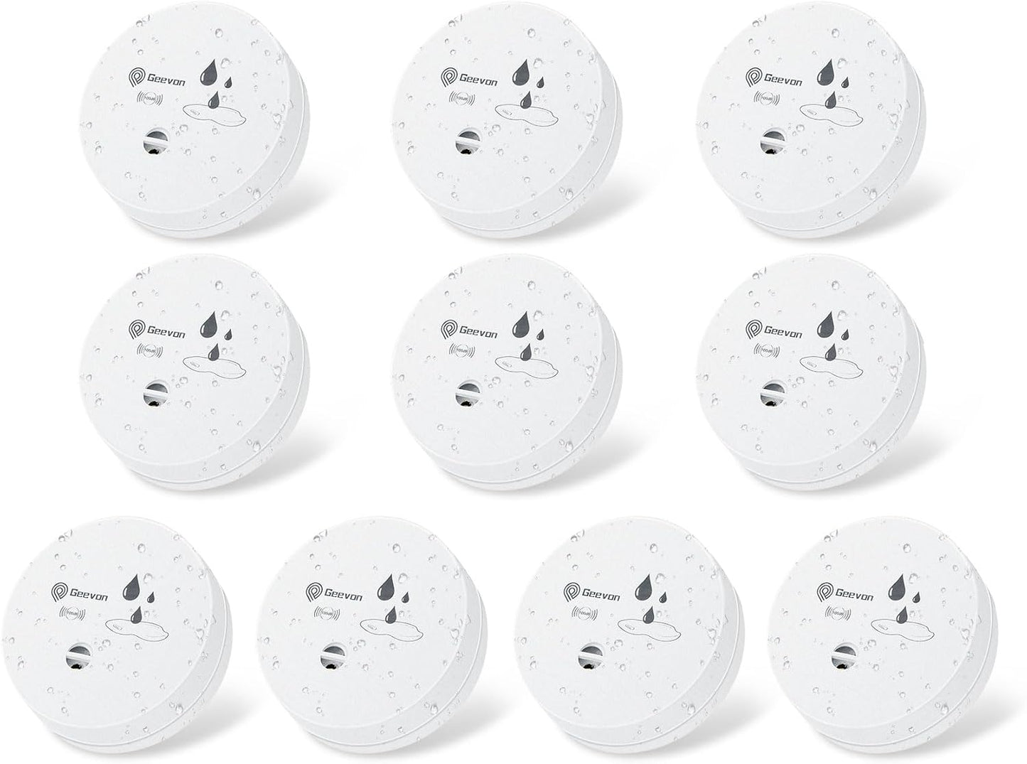 Geevon 2 Pack Water Leak Detectors, 100dB Water Sensor Alarms Flood Detector for Basements, Bathrooms, Laundry Rooms, Kitchens, Garages, and Attics, Water Alarms Battery-Operated (Battery Included)