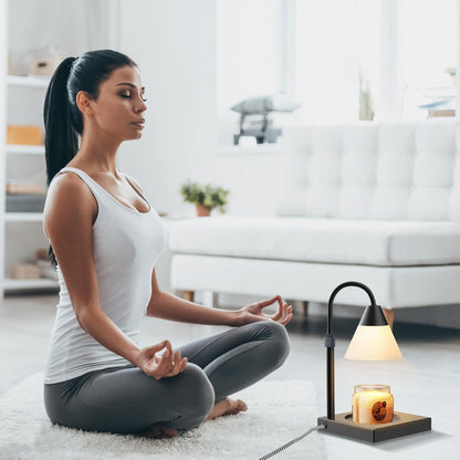 LALISU Candle Warmer Lamp, Stepless Dimming Candle Warmer Lamp with Timer & Dimmer Height Adjustable Compatible with Jars Scented Wax for Home Decor (Metal Base-Black)