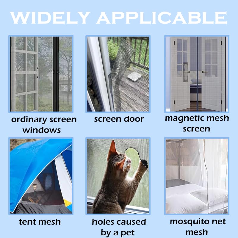 Window Screen Repair Tape, Strong Adhesive Screen Repair Tape Screen Repair Kit Fiberglass Screen Tape Mesh Repair Suitable for mesh Doors and Windows (3 Colors)