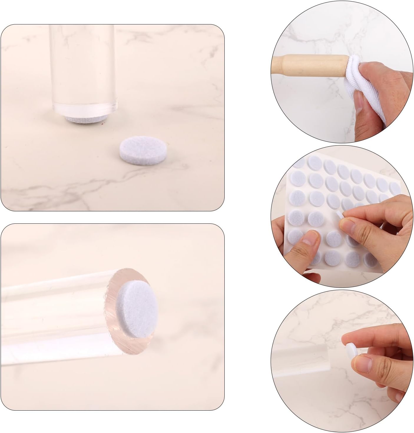 96pcs Felt Pads for Cabinet Door, 1.3cm/1/2in Round Thick Quite Small Cupboard Bumpers Self Adhesive Sticky Felt Dots Furniture Tools for Kitchen Furniture Floor Drawers Table Chair Legs Feet (Black)