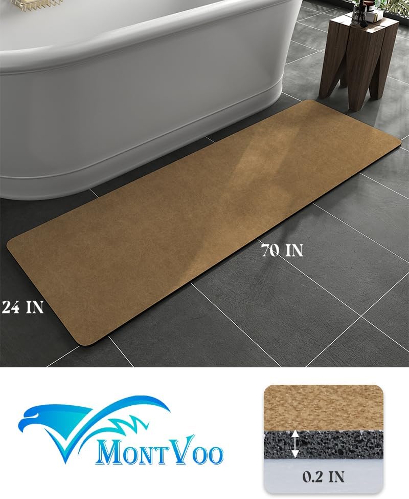 MontVoo -Bath Mat-Rubber Backing Non SlipThin Bathroom Rugs Fit Under Door- Quick Dry Absorbent Faux Suede Surface Grey Bathroom Floor Mats-Shower Rug for in Front of Bathtub Shower Gray 16x24