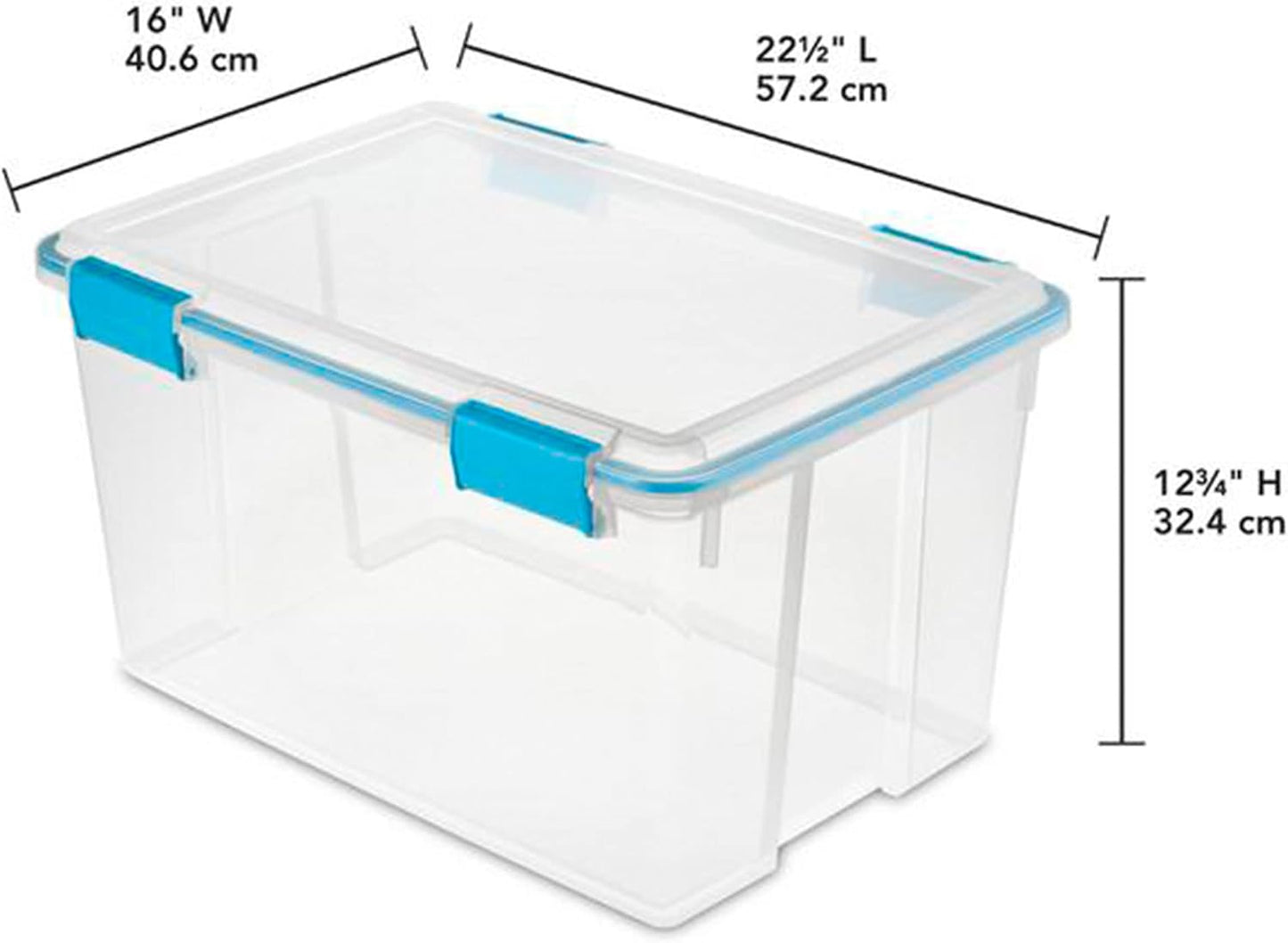 Sterilite 4-Pack Gasket Box, Home Storage Organizer Bins with Lids, 37 Quart – Stackable Clear Plastic Containers for Bedroom, Bathroom, Garage, Basement, or Attic