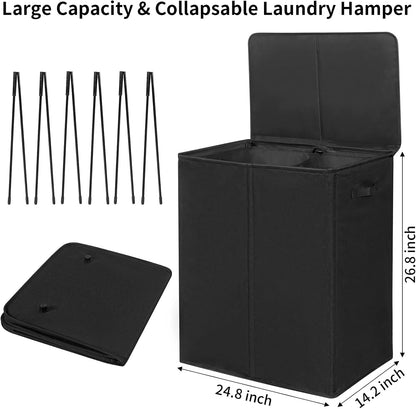 WOWLIVE 180L Laundry Hamper with Lid 3 Section,Large Laundry Basket with Removable Bags and Handles,Collapsible Dirty Clothes Hampers for Laundry,Laundry Basket Organizer for Laundry Room,Dorm,Beige