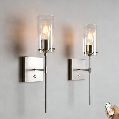 Wireless Wall Sconces with Remote Control, Black Battery Operated Wall Sconces Set of 2, Rechargeable Dimmable Wall Light for Bedroom Living Room Bathroom Hallway Entryway Stairwell,3 Colors