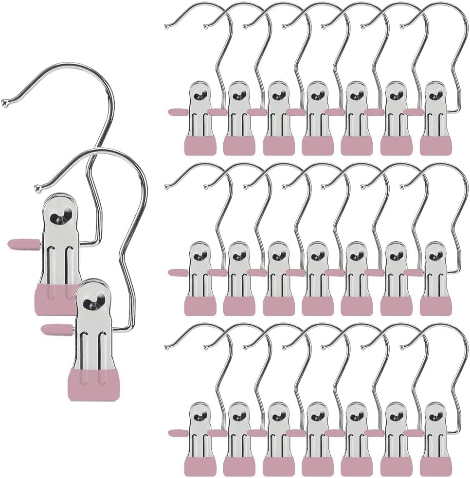 Hangers Clips,Stainless Multi Function Clip Hooks,Laundry Hanging Hooks Clips,Closet Hangers,Boot Clips， Hats Clips,Socks Clips,Pants Clips, Bras Clips(50, Pure White)