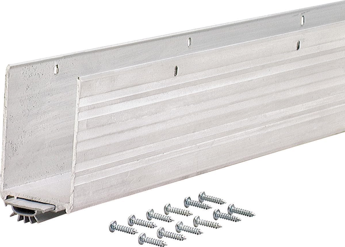 M-D Building Products 68593 U Shaped Aluminum Door Sweep with Vinyl Seal & Kick Plate – Front Door Weather Stripping Bottom Seal, Energy Saving Door Bottom Extender for Exterior Doors, 36 Inch Silver
