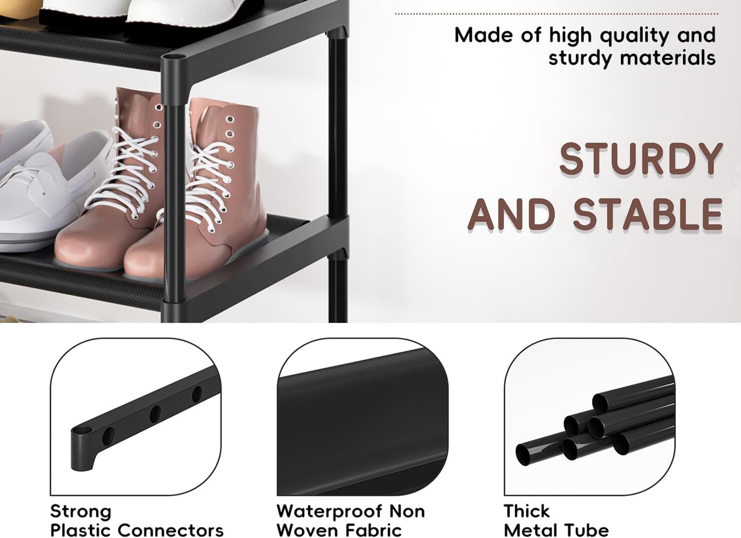 LUKYTOWER Extra Long Shoe Rack 2 Tier Shoe Storage Organizer Wide Stackable Shoe Organizer Racks for Closet Entryway,Shoe Shelf Stand Sturdy Durable Shoes Rack Holder Save Space