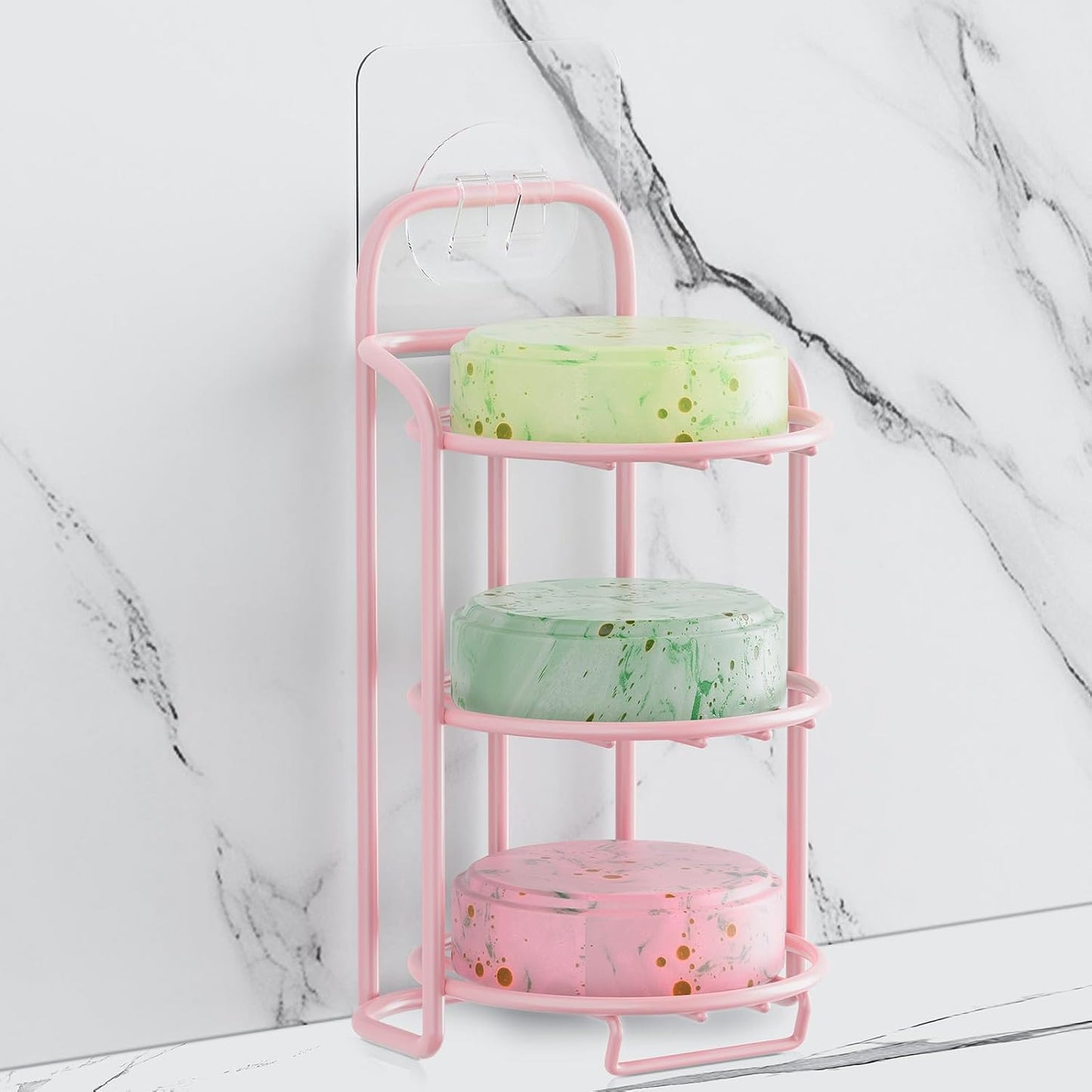 Yoshiky 3-Tier Shower Soap Shampoo Bar Holder, Self Adhesive & Freestanding Draining Bathroom Soap Dish Caddy for Bathroom Wall Accesories Decor