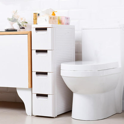 3 Drawers Slim Bathroom Storage Cabinet,Narrow Plastic Storage Cart,Rolling Dresser on Wheels for Bedroom,Living Room,Bathroom,Kitchen
