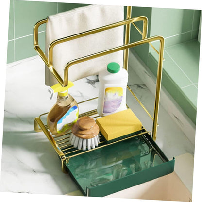 COLLBATH Elegant Wall-mounted Drain Rack Duster Cloth Drying Rack Kitchen Drain Stand Storage Wall Hanging Accessory